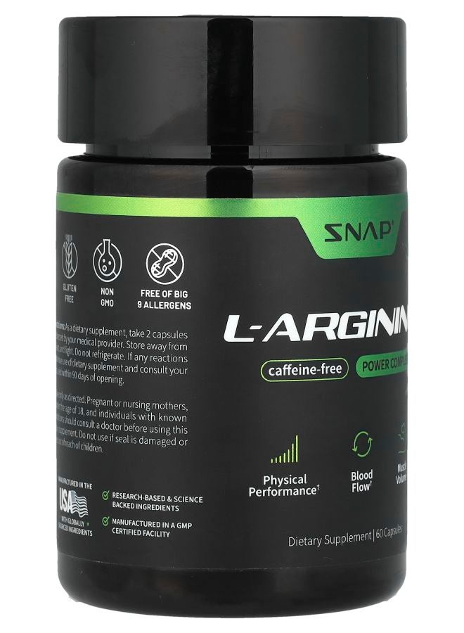 SNAP SUPPLEMENTS L-Arginine Caffeine-Free 60 Capsules - Image 2