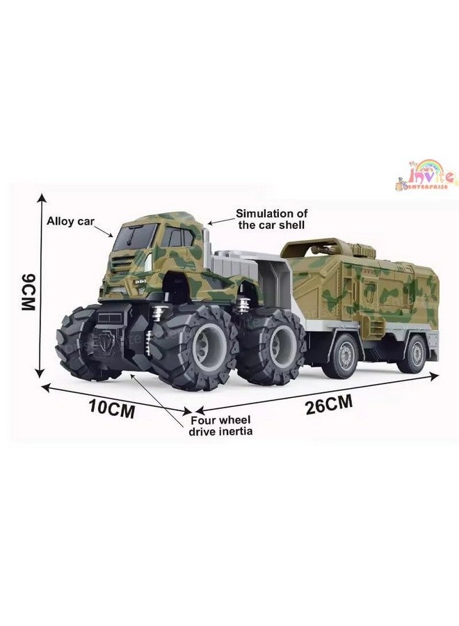 Parshya 1:43 4WD Diecast Alloy Military Model Toy with Friction Powered Miniature Car Vehicle for Kids, Boys and Girls (2 Color Trucks = Send Any 1 Truck) - Image 3