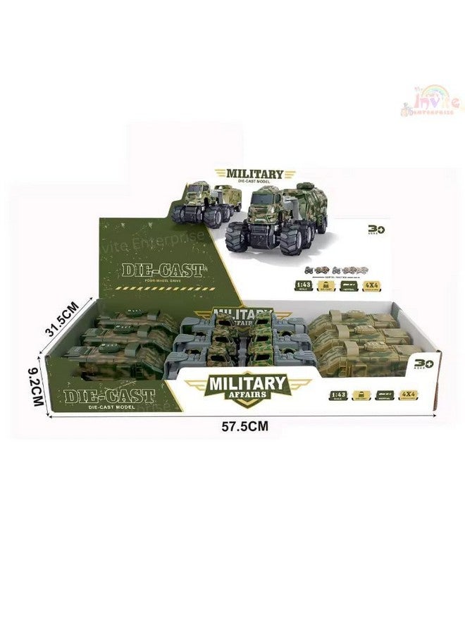 Parshya 1:43 4WD Diecast Alloy Military Model Toy with Friction Powered Miniature Car Vehicle for Kids, Boys and Girls (2 Color Trucks = Send Any 1 Truck) - Image 5