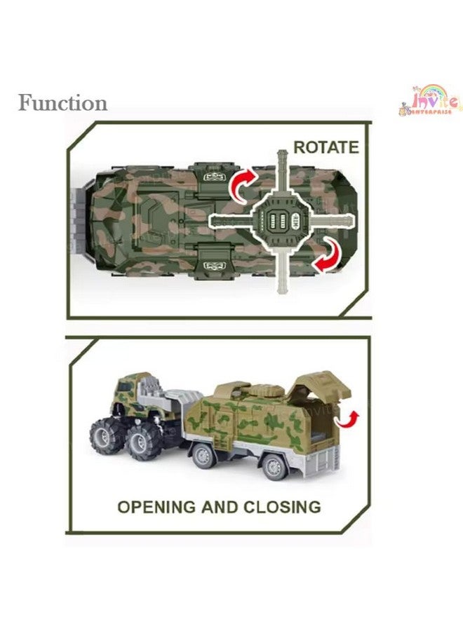 Parshya 1:43 4WD Diecast Alloy Military Model Toy with Friction Powered Miniature Car Vehicle for Kids, Boys and Girls (2 Color Trucks = Send Any 1 Truck) - Image 2