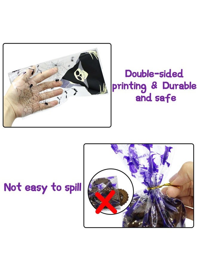 Tuzuaol 150PCS Halloween Treat Bags Halloween Cellophane Treat Bags with Twist Ties for Halloween Party Favor Supplies - Image 3