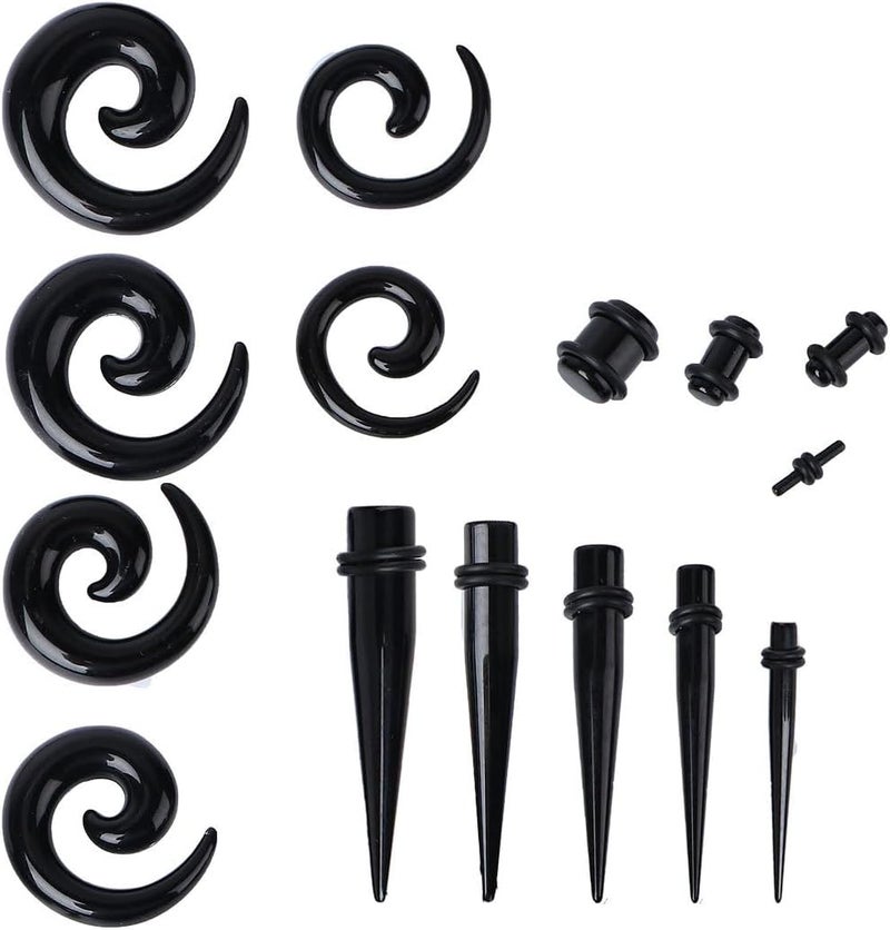 54pcs Black Acrylic Ear Stretching Tools Ear Expansion Set Tunnel Plugs Auricle Starters Body Piercing Jewelry for Women and Men - Image 1