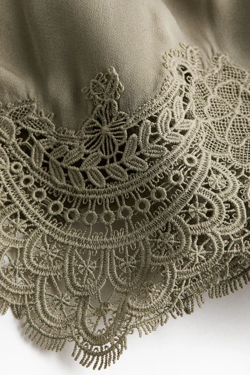 H&M Lace-trimmed viscose top