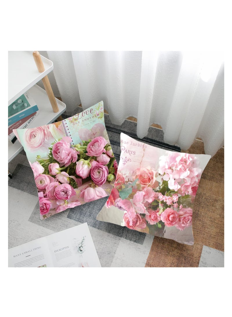 SYOSI Shabby Chic Throw Pillow Cover, 18 x 18 Inch Flowers Decorative Cushion Cases Floral Pillow Home Decor for Summer Spring  - Image 4
