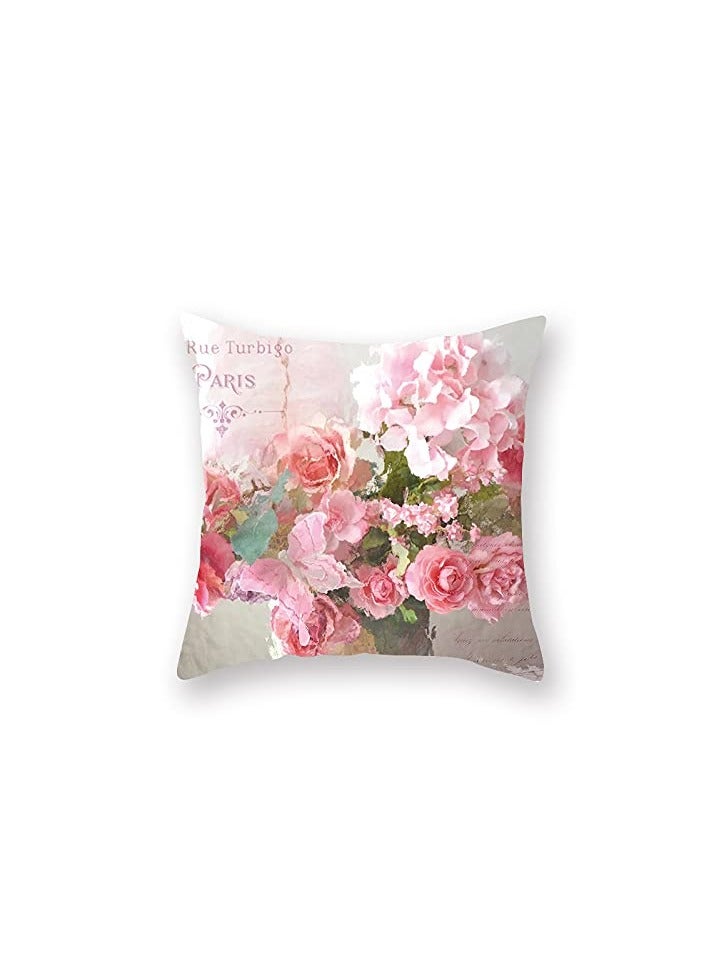 SYOSI Shabby Chic Throw Pillow Cover, 18 x 18 Inch Flowers Decorative Cushion Cases Floral Pillow Home Decor for Summer Spring  - Image 5