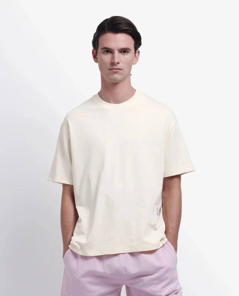 Rare Rabbit Men's Oversized Back Print Graphic T-Shirt