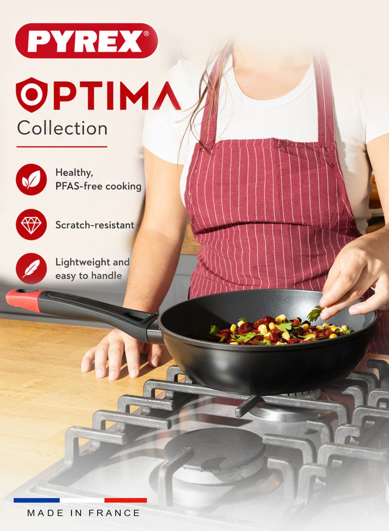 بيريكس Pyrex Optima+ 28cm Aluminium Wok , PFAS-Free Non-Stick Stir Fry Pan, Deep Design for Versatile Cooking, Even Heat Distribution, Scratch-Resistant, Black 49 x 29 x 10cm - Image 3