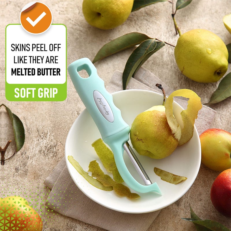 Spring Chef Premium Swivel Vegetable Peeler with Soft Grip Handle & Ultra Sharp Blades - Stainless Steel Potato Peeler - Kitchen Gadgets for Veggie, Fruit, Carrot, Apple, Cucumber - Mint - Image 4