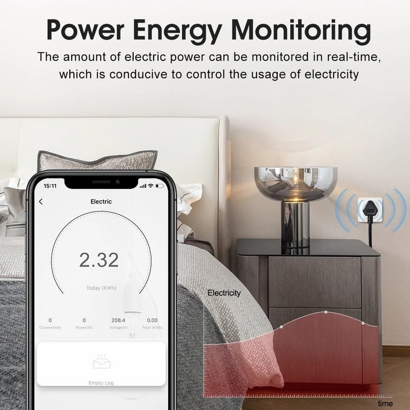 protium Smart plug (16A) work With Smart life app, Alexa, Google & IFTTT, No Hub Required Wifi Socket with Timer, White - Image 5