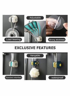 KASTWAVE 4pcs Waterproof Self Adhesive Shower Head Holder Wall Mount Shower Arm Holder with Hook for Bathroom for Bathroom Bathtub  - Image 3