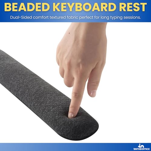 1InTheOffice Beaded Keyboard Wrist Rest Pad, Black/Gray - Image 3