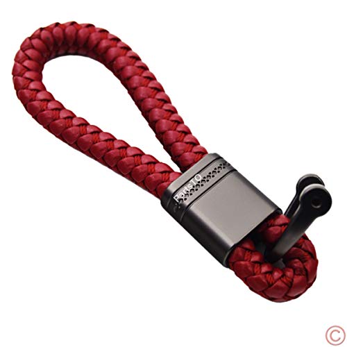 PartsTo Braided Leather Car Key fob Keychain with D Ring Universal fit any Key fob for SUVs Cars Pickups - Image 1