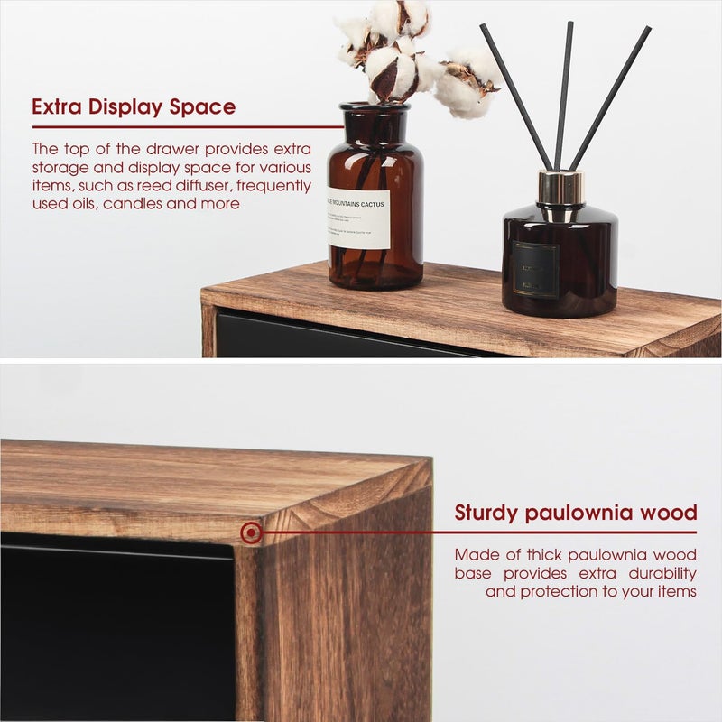 J JACKCUBE DESIGN Essential Oil Storage Box, Holds up to 124 Bottles 5-30 ml Standard and Roller Bottles, 3 Tier Metal & Wooden Drawer Case Organizer Display Container- MK584A - Image 5