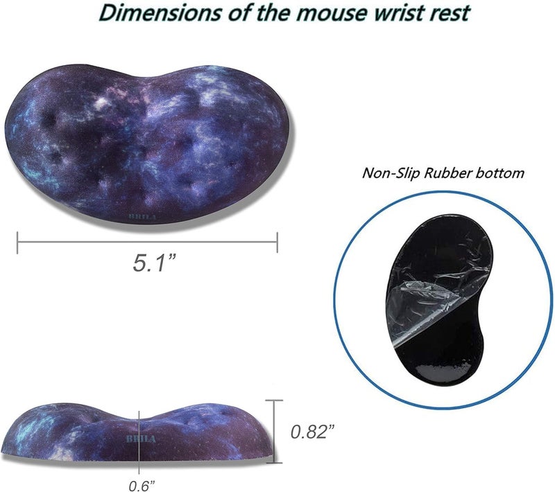 BRILA Ergonomic Memory Foam Mouse Wrist Rest Support Pad Cushion for Computer, Laptop, Office Work, PC Gaming - Massage Holes Design - Wrist Pain Relieve (Nebula Galaxy Space) - Image 3