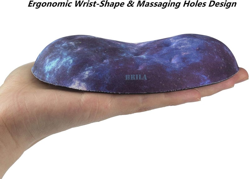 BRILA Ergonomic Memory Foam Mouse Wrist Rest Support Pad Cushion for Computer, Laptop, Office Work, PC Gaming - Massage Holes Design - Wrist Pain Relieve (Nebula Galaxy Space) - Image 4