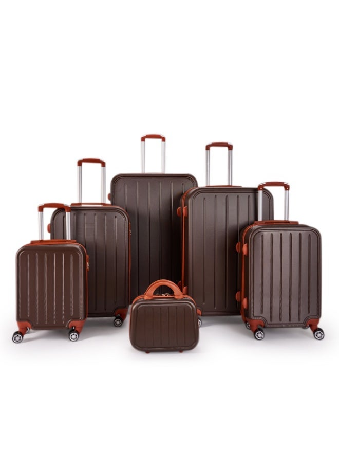 ليمرا طقم شنط سفر مكون من 6 حقائب أمتعة لون بني بمقاس 32"/28"/24"/20"/16"/12 انش  - Image 1