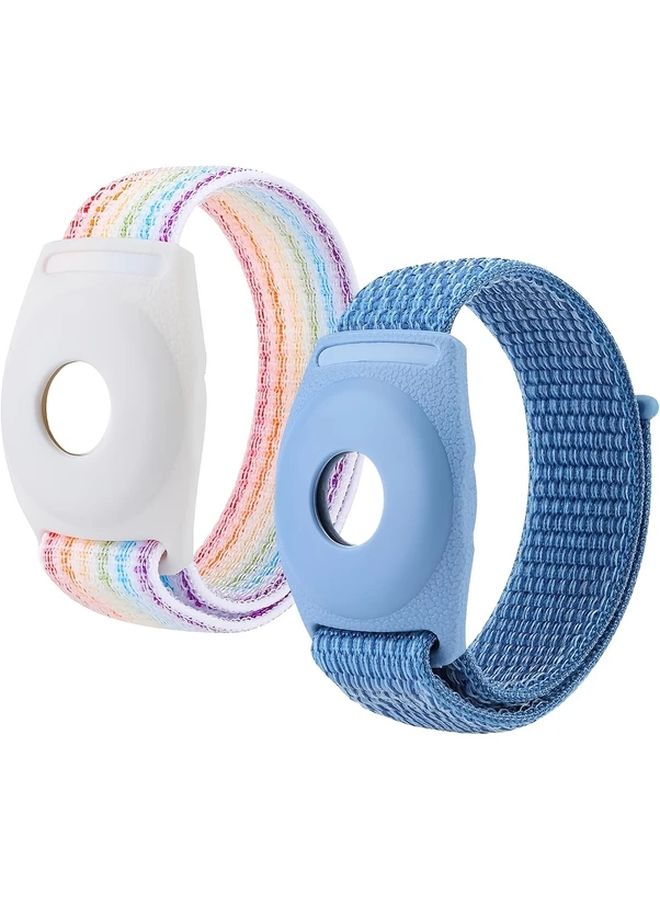 Mixed Color 2pcs Adjustable TPU Princess Medallion Holder Wristband Secure Airtag Bracelet Case - Image 1