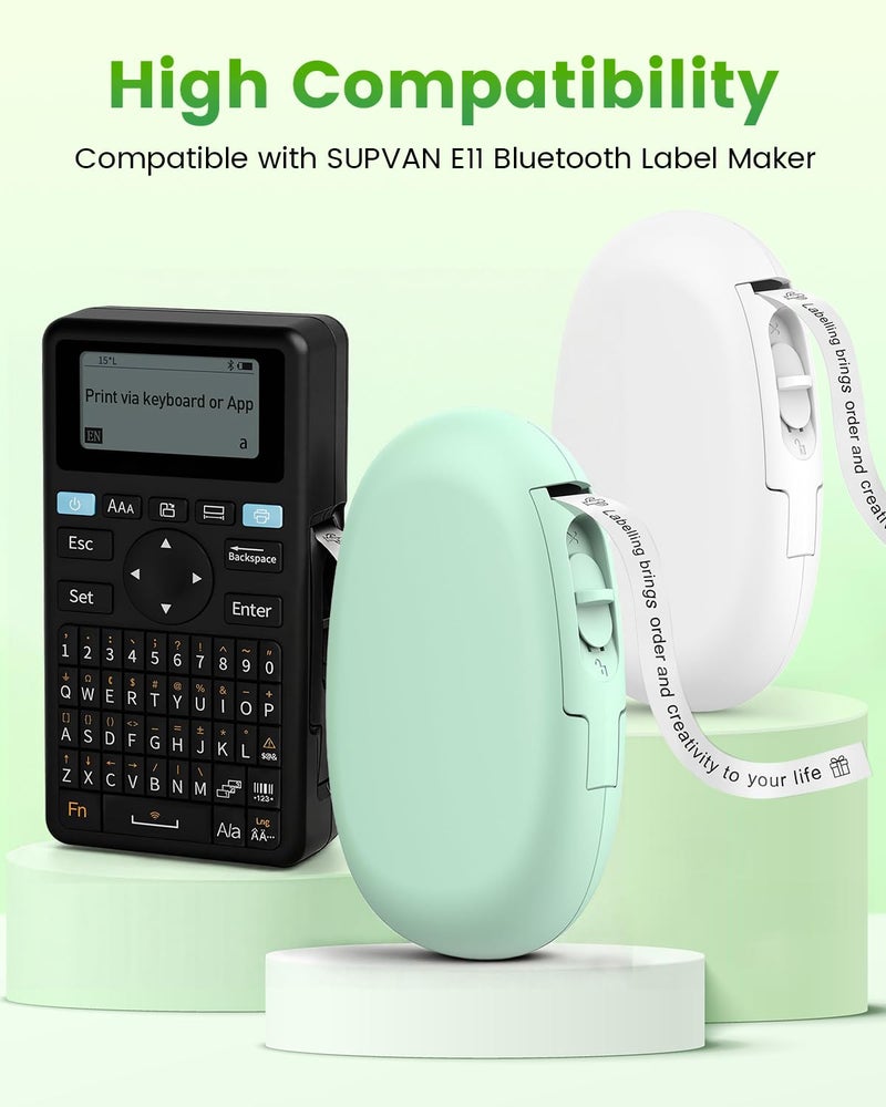 odolpin 3 Rolls Compatible with SUPVAN E10 E11 Bluetooth Label Maker Tape, White,Continous 0.59in x 19.68ft(15mmx6m),Thermal Laminated Label Paper, Self-Adhesive Multipurpose Labeling Tape - Image 2
