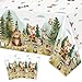 Caisehabu 3Pcs Woodland Baby Shower Decorations Tablecloth Baby Boy Large Size 54 x 108 Inch Rectangular Plastic Table Cloth Forest Animals Mountain Wilderness Theme Decor - Image 3
