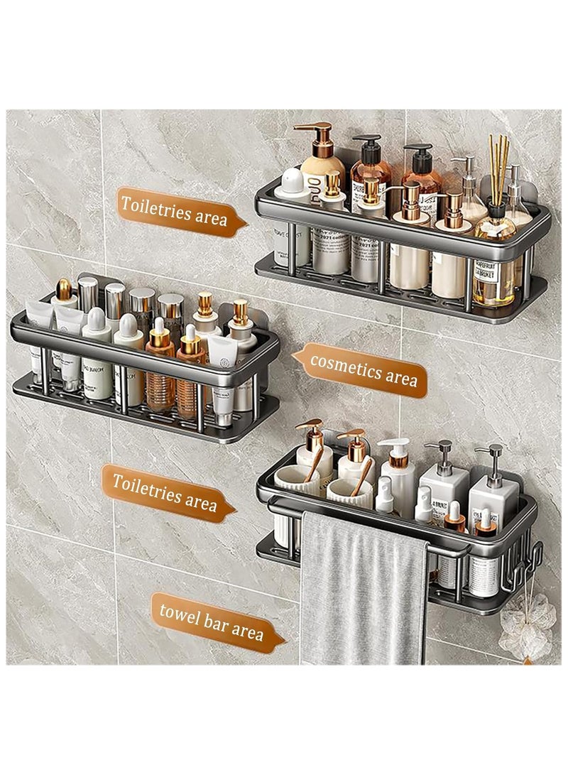 Hihonor Aluminum Shower Caddy, Adhesive Shower Shelves, 2-Pack With Hooks and Rod for Towels, No Drill Wall Mount Rustproof Premium Organizer for Bathroom, Kitchen, Black - Image 5