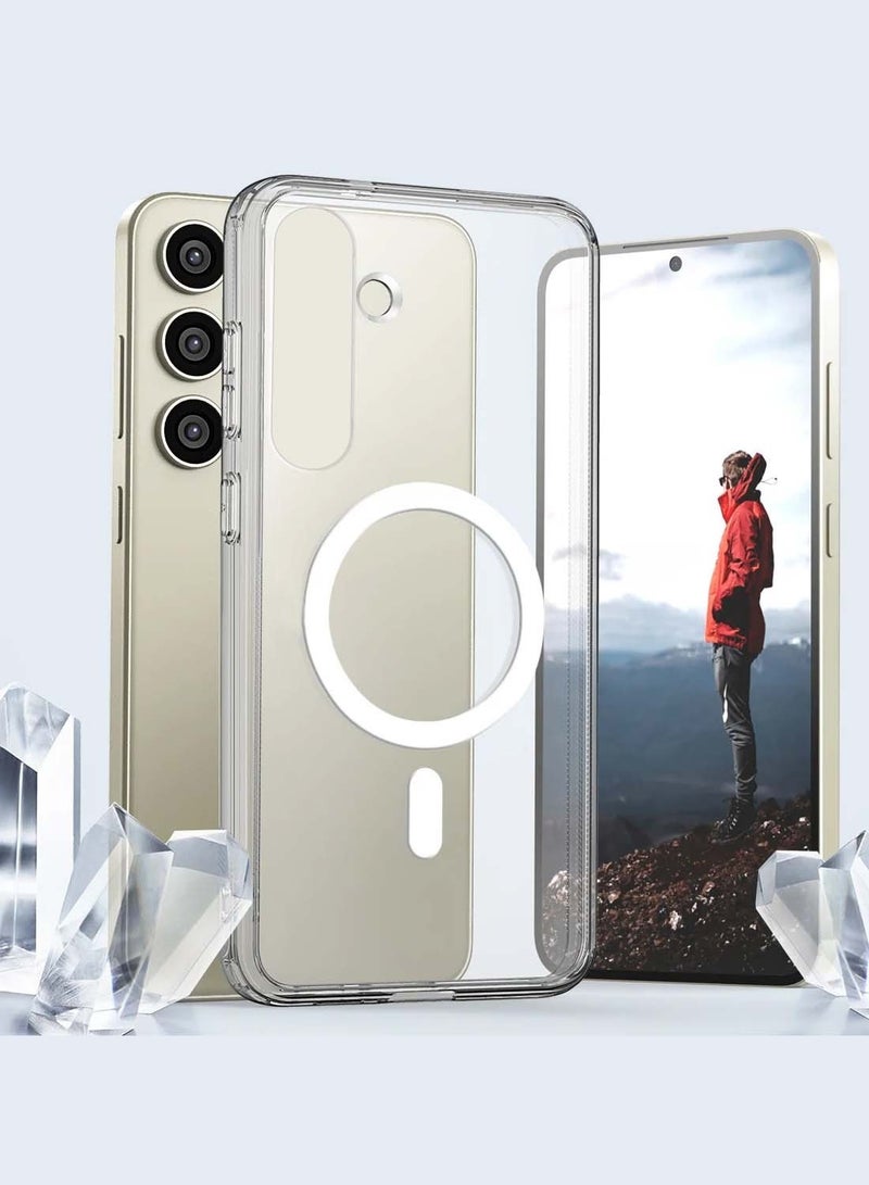 Techie حافظة شفافة MagSafe لهاتف سامسونج جالاكسي S25 5G 2025 بظهر صلب مغناطيسي، غلاف رفيع مضاد للصدمات، يدعم الشحن اللاسلكي - Image 2