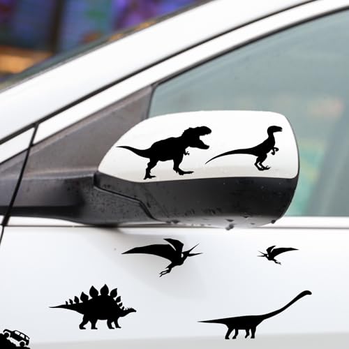 Kazova Black Dinosaur Car Decals Vinyl Dinosaur Car Stickers Small Dinosaur Bumper Decals Peel and Stick Dino Animals Funny Car Decals Removable TRex Car Window Sticker for Car Glass Bumper Decor - Image 1