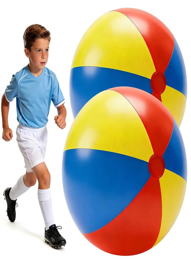 Adboros 2 Pack 28'' Beach Balls Extra Large Inflatable Beach Ball for Summer Pool Party Birthdays Beach Themed Decorations Rainbow Beach Pool Park Fun Party Gifts Favors - Image 1