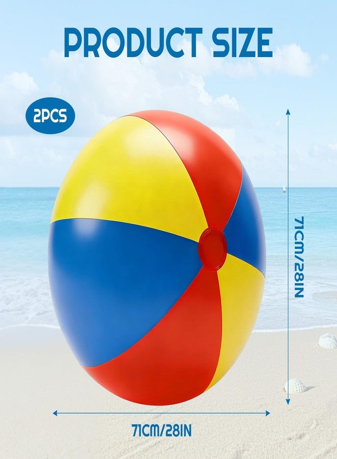 Adboros 2 Pack 28'' Beach Balls Extra Large Inflatable Beach Ball for Summer Pool Party Birthdays Beach Themed Decorations Rainbow Beach Pool Park Fun Party Gifts Favors - Image 2