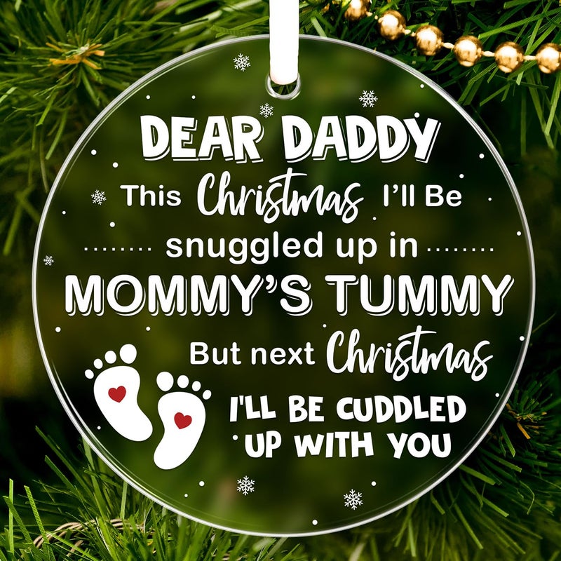 Hexmoz لأول مرة هدايا أبي - هدايا أبي جديدة - مصطوبات عيد الميلاد الأولى زخرفة عيد الميلاد 2024 - إعلان الحمل أن يكون زوج أبي قريبًا أبي مرة أخرى أبي هدايا - توقع الطفل في الطريق - Image 1