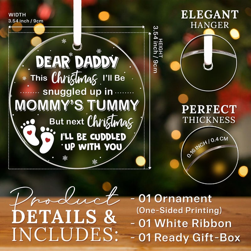 Hexmoz لأول مرة هدايا أبي - هدايا أبي جديدة - مصطوبات عيد الميلاد الأولى زخرفة عيد الميلاد 2024 - إعلان الحمل أن يكون زوج أبي قريبًا أبي مرة أخرى أبي هدايا - توقع الطفل في الطريق - Image 4