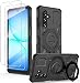 Liufcx for Samsung Galaxy A17 5G Case with 2 Pcs Screen Protector 360 Rotated Ring Magnetic Kickstand Military Grade Heavy Duty Shockproof Protective Cover Case for Galaxy A17 Black - Image 2