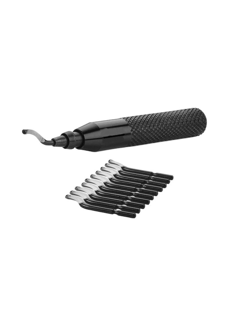 Trimming Knife: All-Metal Aluminum Black Handle - Quick Clip Blade Replacement, 10 Sharp Blades for Durable Comfortable Trimming Tasks - Image 1