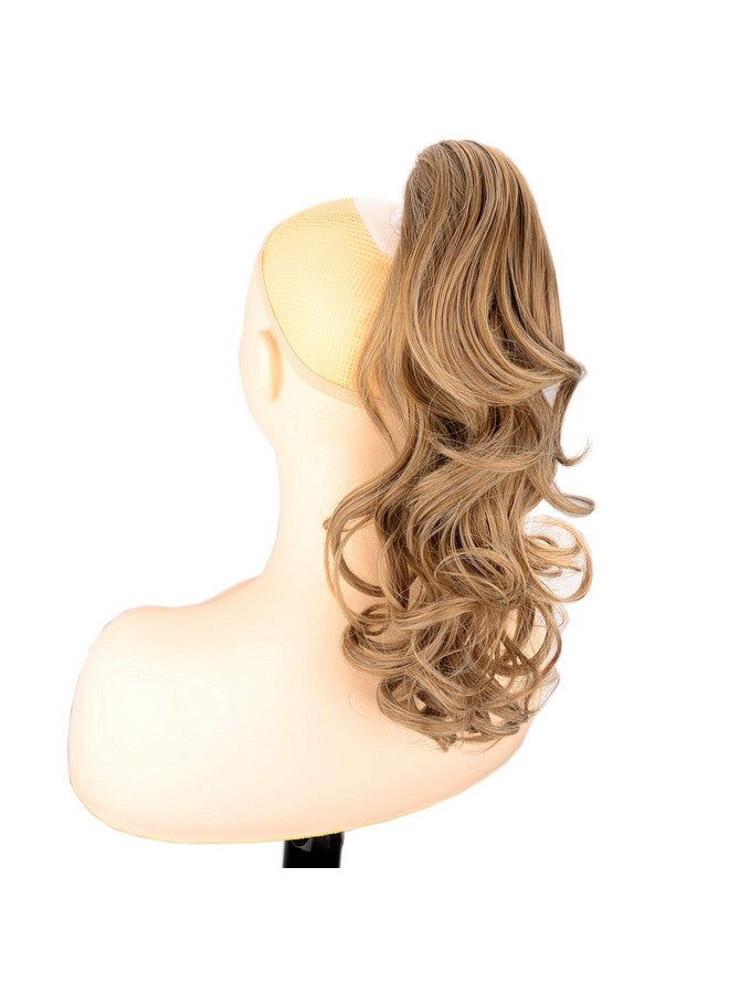 DIGUAN 13 Inches Ombre Claw Clip In Wavy Loose curly Synthetic Wrap Around Ponytail Extensions Short Pony Tail Clip In Extensions for Women Girl 4oz/115g (Caramel Blonde) - Image 1