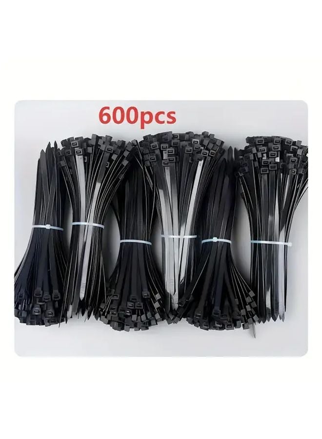 600pcs Self Locking Black Cable Ties 7 87 Inches for Home Office and Outdoor Use - Image 1
