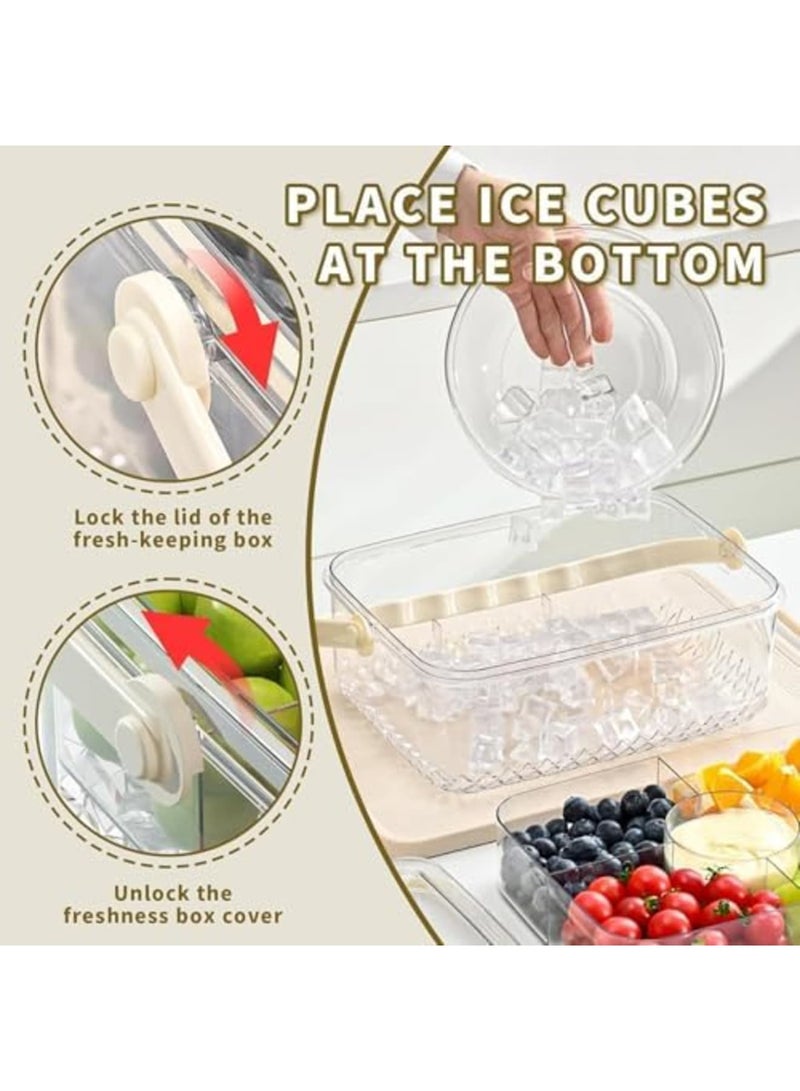 Barakah Small Chilled Serving Tray with Lid for Parties - Cold Dish Platter for Fruits, Veggies, Shrimp Cocktail, Snacks & Appetizers, Ice Chilled Party Platter for Indoor & Outdoor Events (Clear) - Image 4