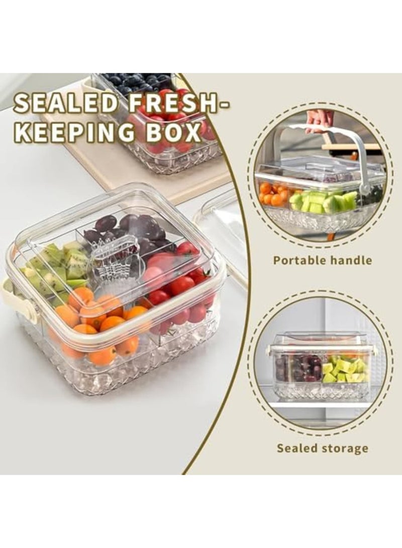Barakah Small Chilled Serving Tray with Lid for Parties - Cold Dish Platter for Fruits, Veggies, Shrimp Cocktail, Snacks & Appetizers, Ice Chilled Party Platter for Indoor & Outdoor Events (Clear) - Image 3