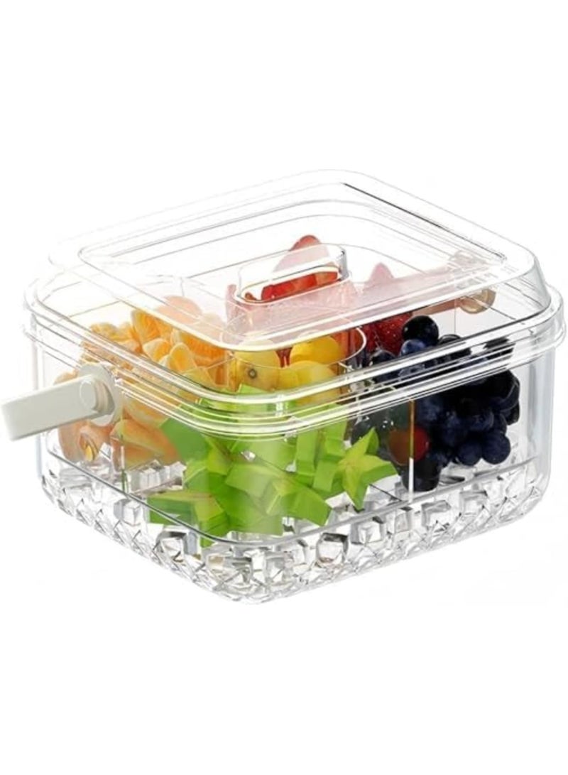 Barakah Small Chilled Serving Tray with Lid for Parties - Cold Dish Platter for Fruits, Veggies, Shrimp Cocktail, Snacks & Appetizers, Ice Chilled Party Platter for Indoor & Outdoor Events (Clear) - Image 1