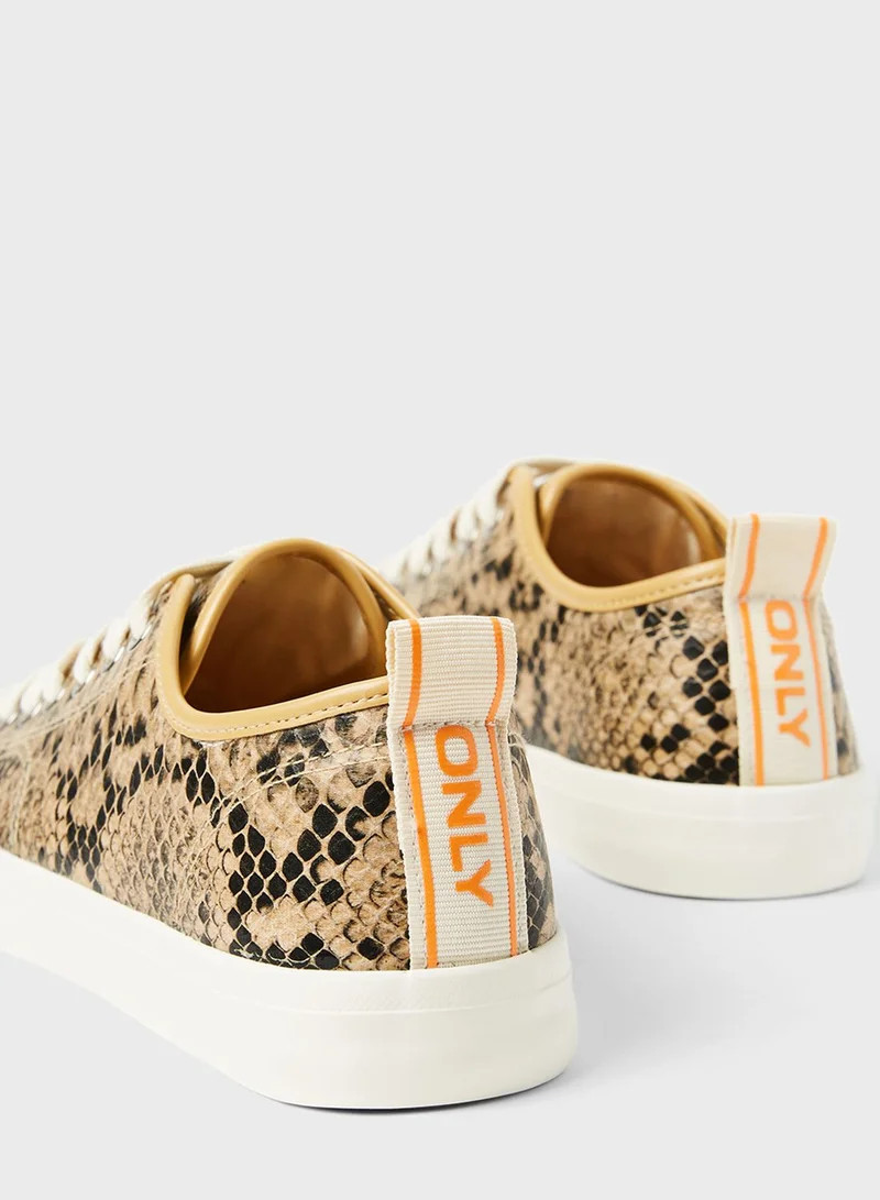 ONLY Sunny Snakeskin Print Sneakers