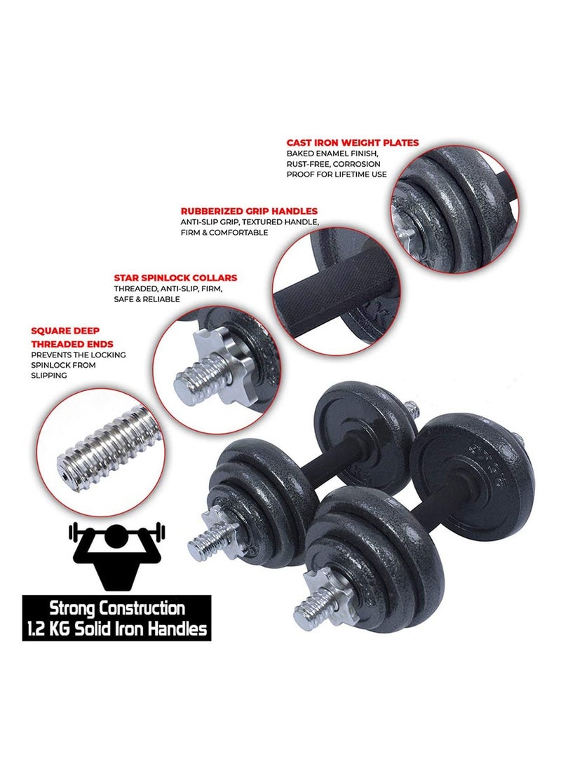Arabest - Fitness Adjustable Dumbbells Cast Iron for Weight Training. Includes molded Case with Wheels, 20 KG Dumbbell Set - Image 1