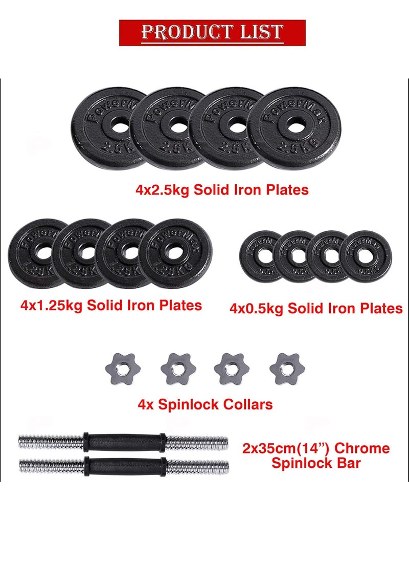 Arabest - Fitness Adjustable Dumbbells Cast Iron for Weight Training. Includes molded Case with Wheels, 20 KG Dumbbell Set - Image 1