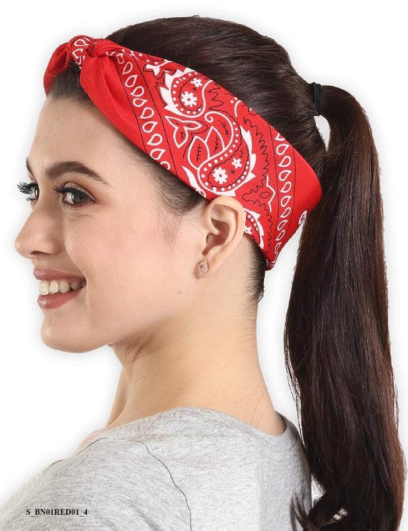 DIKHAWA Unisex Soft Breathable Cotton Paisley Printed Cowboy Bandanas,Headband,Scarf (BLACK,RED,NAVY,BURGUNDY_50CM X 50CM_Pack of 4) - Image 5