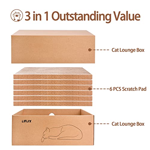 LIFLIX Cardboard Cat Scratcher with 2 Boxes 6PCS Reversible Cat Scratch Pads in Large Cat Scratcher Box 171 132 61 - Image 3