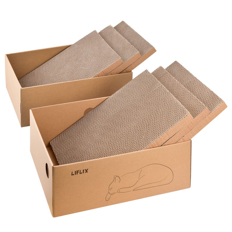 LIFLIX Cardboard Cat Scratcher with 2 Boxes 6PCS Reversible Cat Scratch Pads in Large Cat Scratcher Box 171 132 61 - Image 2