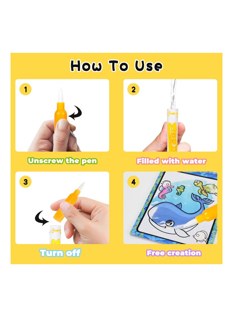 SYOSI 3Pcs Water Painting Book for Toddlers Coloring Paint with Activity Pad No Mess Reusable Educational Doodle Drawing Toys Kids Ages - Image 4