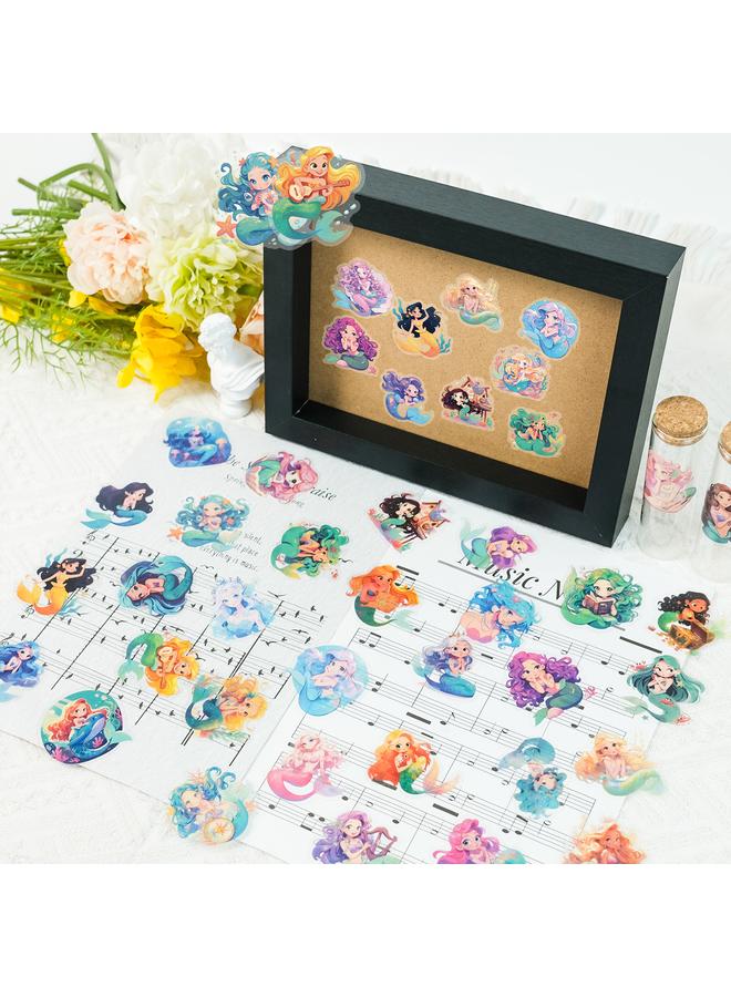 الأزرق جي دبليو لطيف حورية البحر الأميرة ملصق شفاف مقاوم للماء حقيبة الهاتف DIY حقيبة حقيبة اليد زينة زجاجة زجاجية - Image 4