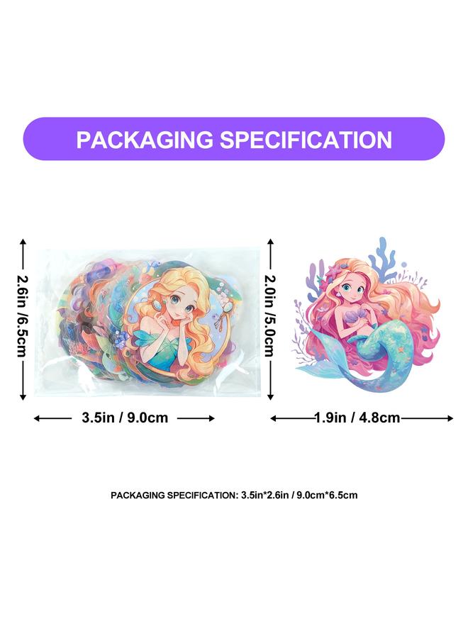 الأزرق جي دبليو لطيف حورية البحر الأميرة ملصق شفاف مقاوم للماء حقيبة الهاتف DIY حقيبة حقيبة اليد زينة زجاجة زجاجية - Image 5