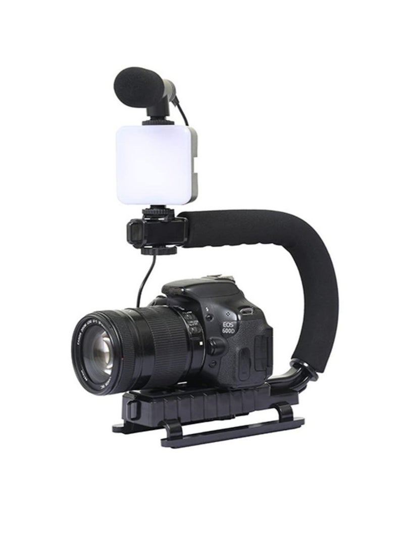 Video Tripod Set with LED Light Microphone Video Recording Kit for Smartphone Vlog Photography Set, Microphone Phone Holder for Smartphone Camera Vlogging Video Recording - Image 1