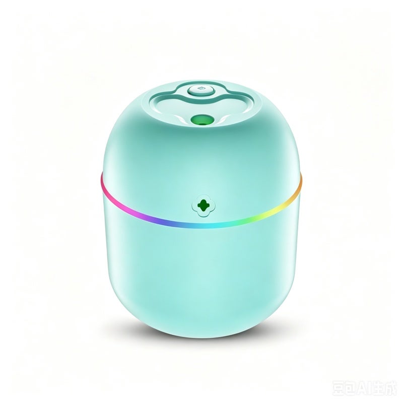 Mini Humidifier: Green Car-Egg Shape, USB Plug-and-Play, Colorful Ambient Light - Aroma Diffuser for Home Office, Dorm, Travel & Personal Spaces - Image 1