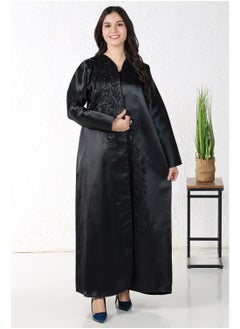 Black abaya embroidered with a black pattern