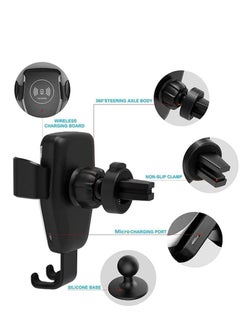 EHOME Wireless Car Charger,10W Qi Fast Charging Auto-Clamping Car Mount,Windshield Dash Air Vent Phone Holder Compatible iPhone 13/12 Pro max/12/11/11 Pro/11 Pro Max/Xs MAX/XS/XR/X/8/8+ (Black)  - Image 2